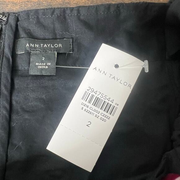 NEW Ann Taylor Black Eyelet Square Neck Sift Dress Short Sleeve Scalloped Hem 2 - Picture 7 of 10